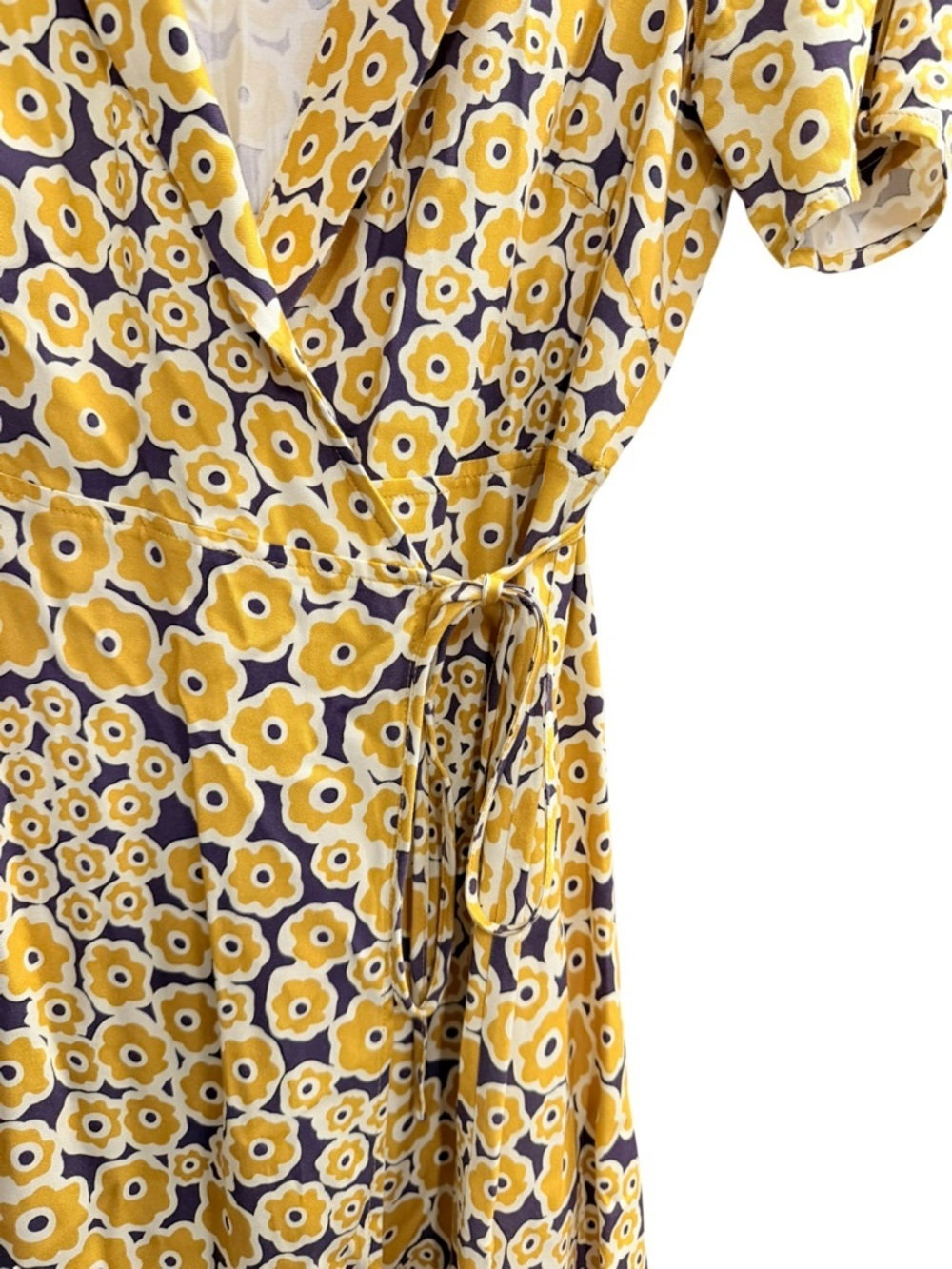 Anthropologie Corey Lynn Calter Floral Wrap Mini Dress Yellow Purple Size XS - Picture 7 of 10